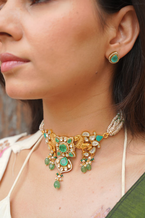 Regal Moissanite Lion Choker Set