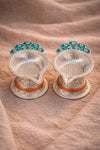 Peacock Blue Pure Silver Diya (Single)