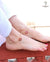 Hallmark 925 Silver Gold Plated Kundan Red Flower Anklet (Pair)