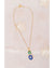 Hallmark 925 Silver Gold-Plated Kundan Pendant Necklace with Blue Stone