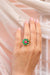 Hallmark 925 Silver Gold-Plated Green & Pink Kundan Floral Ring