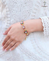 Hallmark 925 Silver Gold Plated Kundan Bracelet with Semi-Precious Stones
