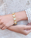 Hallmark 925 Silver Gold Plated White Kundan Floral Bracelet