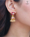 Hallmark 925 Silver Gold-Plated Kundan Jhumka Earrings with Pearl Drops