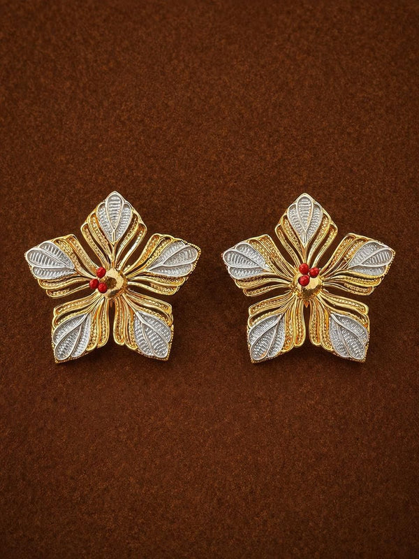 Silver Gold Plated Hibiscus Single Layer Flower