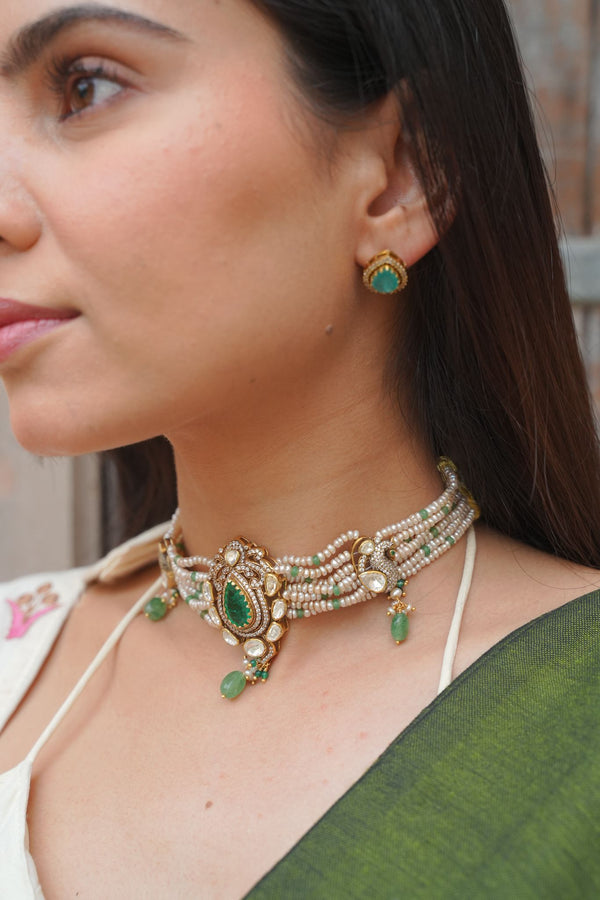 Emerald Pearl Choker Set