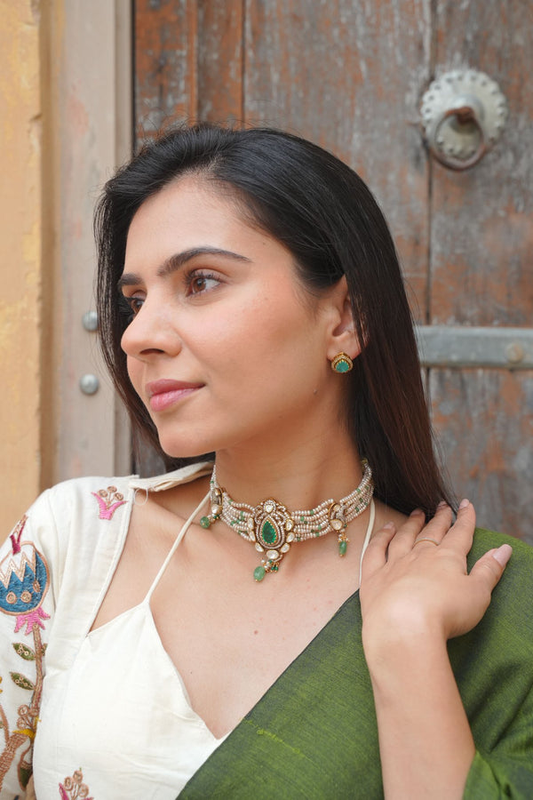 Emerald Pearl Choker Set