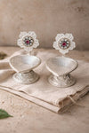 Radiant Red Stone Flower Diya - A Symbol of Elegance & Divine Grace (Single)