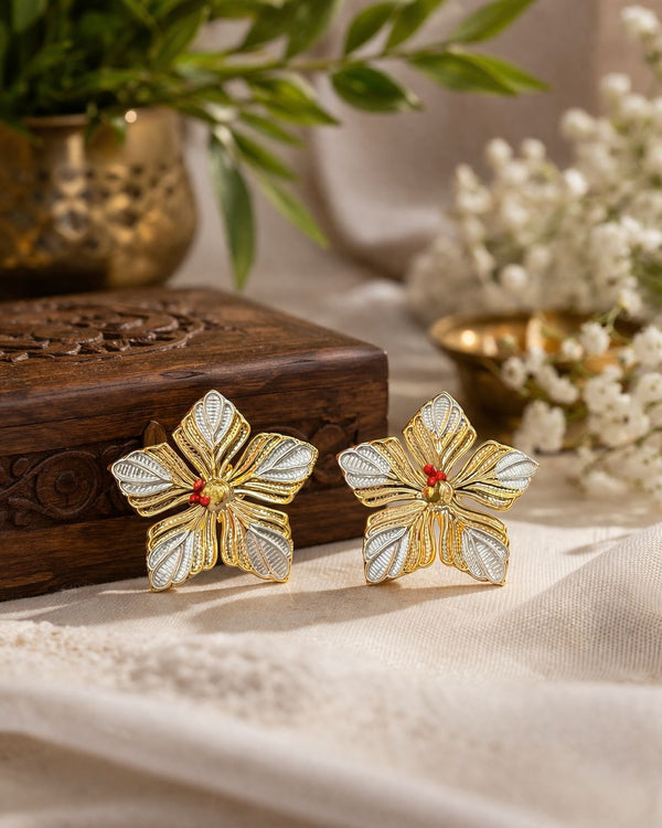 Silver Gold Plated Hibiscus Single Layer Flower
