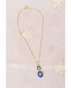 Hallmark 925 Silver Gold-Plated Kundan Pendant Necklace with Blue Stone