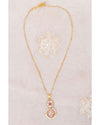 Hallmark 925 Silver Gold-Plated Kundan Pendant Necklace with Blush Stone