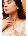 Hallmark 925 Silver Gold-Plated Kundan Pendant Necklace with Blush Stone