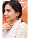 Hallmark 925 Silver Gold-Plated Kundan Teardrop Earrings with Pearl & Green Bead Drop