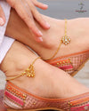 Hallmark 925 Silver Gold Plated White Kundan Anklet (Pair)