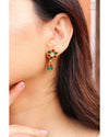 Hallmark 925 Silver Gold-Plated Kundan Multicolor Floral Drop Earrings with Semi-Precious Beads