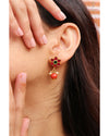Hallmark 925 Silver Gold-Plated Kundan Floral Earrings with Coral Drop