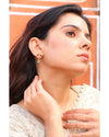Hallmark 925 Silver Gold-Plated Kundan Floral Drop Earrings with Semi-Precious Beads