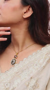 Hallmark 925 Silver Gold-Plated Kundan Maroon Necklace with Semi-Precious Stones