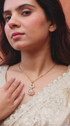 Hallmark 925 Silver Gold-Plated Kundan Pendant Necklace with Blush Stone